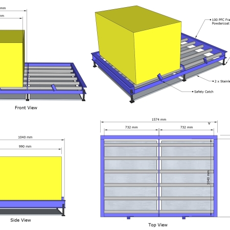 Battery Storage Racking Stand - Two Bay Roller