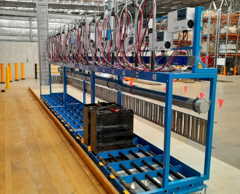 Warehouse Distribution Centre Battery Room Second Shift Battery Roller Racking Custom Warehouse Distribution Centre Battery Room Second Shift Battery Roller Racking Custom